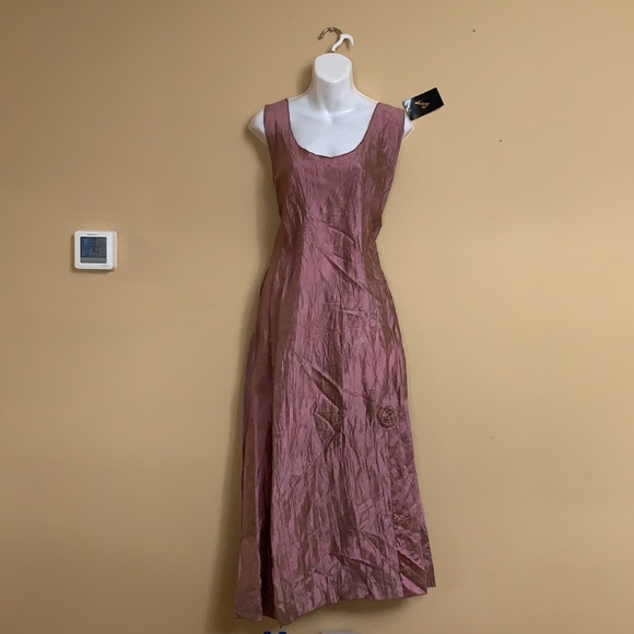 Lee Andersen - Crushed silk Midi scoop Neck Dress Deep Valley Dress Canyon NEW - Picture 1 of 9